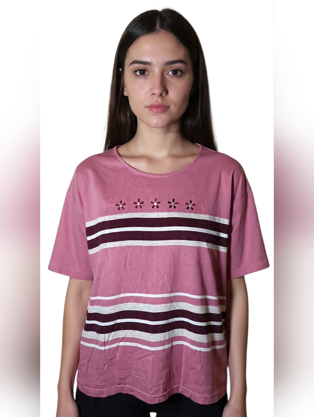 NWT Bold Spirit Striped Floral Top